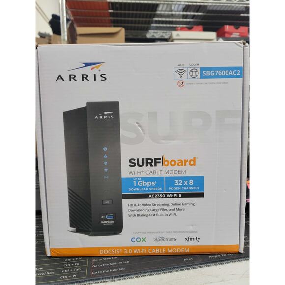 NWT ARRIS SBG7600AC2 Cable Modem Router Combo DOCSIS 3.0 AC2350 WiFi - Picture 2 of 4